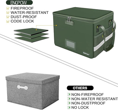 ENGPOW File Box with Lock, Fireproof Document Box with Zipper Lid, Collapsible - Image 6