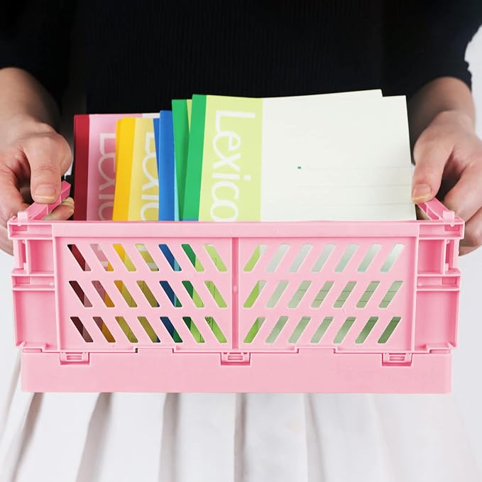 Tixill 2-Pack Mini Foldable Plastic Storage Box Mini Plastic Baskets - Image 4