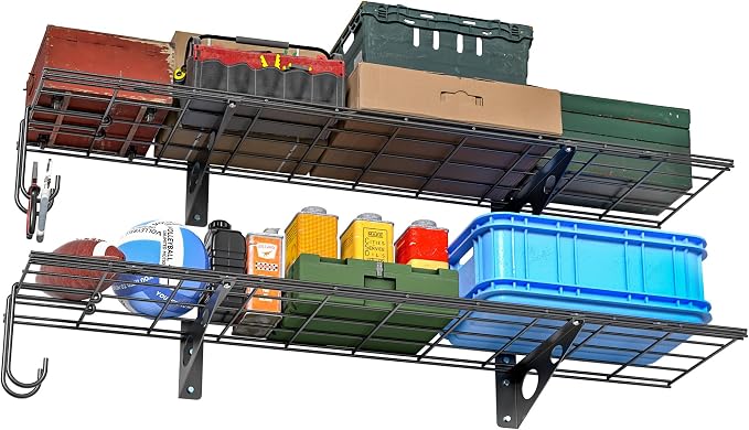 EVERHANGER Garage Wall Shelves, 12 X 48 Inch Wall Mounted Storage Shelves by ToolStorageOrganizer