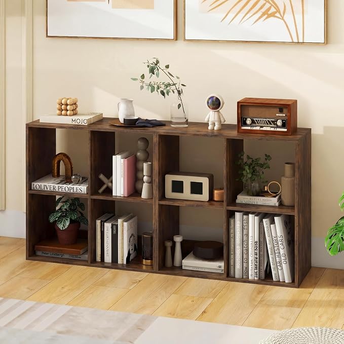 POWERSTONE 4 Cube Storage Organizer, 2 Tier Cubby Bookshelf Freestanding - Image 9