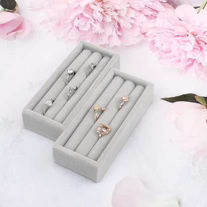 DesignSter Small Jewelry Tray, Velvet Jewelry Display Tray, Stackable Jewelry - Image 3