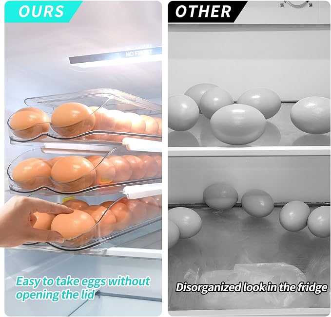 Egg Holder for Fridge, Automatically Rolling Egg Container for Refrigerator - Image 3