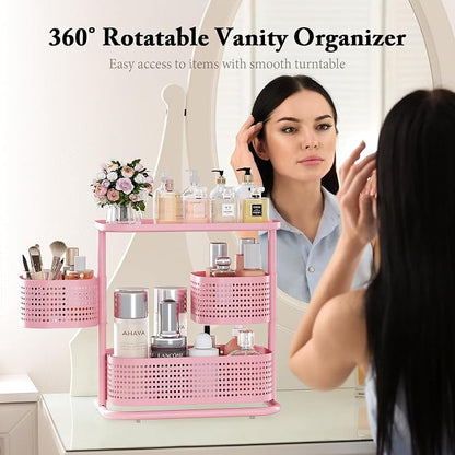 KINGRACK 3 Tier Bathroom Organizer Countertop, Rotating Desktop Skincare - Image 4