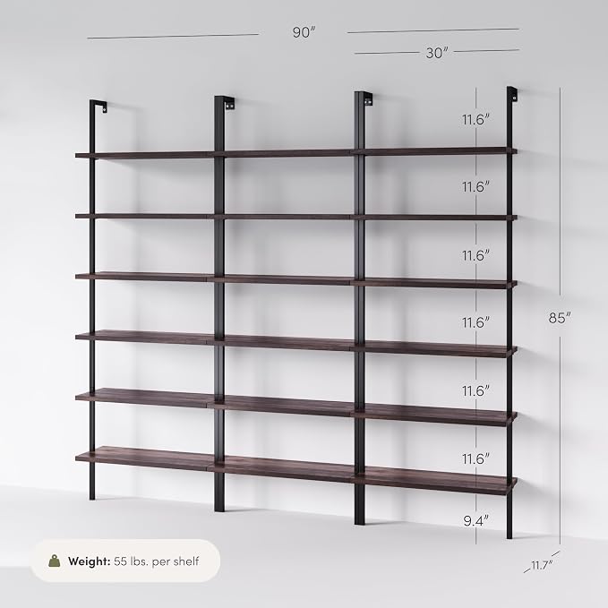Nathan James Theo 6-Shelf Tall Bookcase, Wall Mount Bookshelf - Image 4