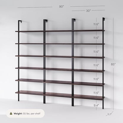 Nathan James Theo 6-Shelf Tall Bookcase, Wall Mount Bookshelf - Image 4
