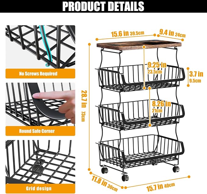 Gsiekare 4 Tier Fruit and Vegetable Basket - Image 4