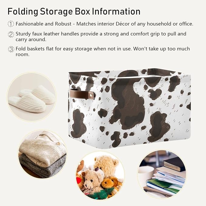 ZAZYXTJ Cow Print Storage Basket - Image 5