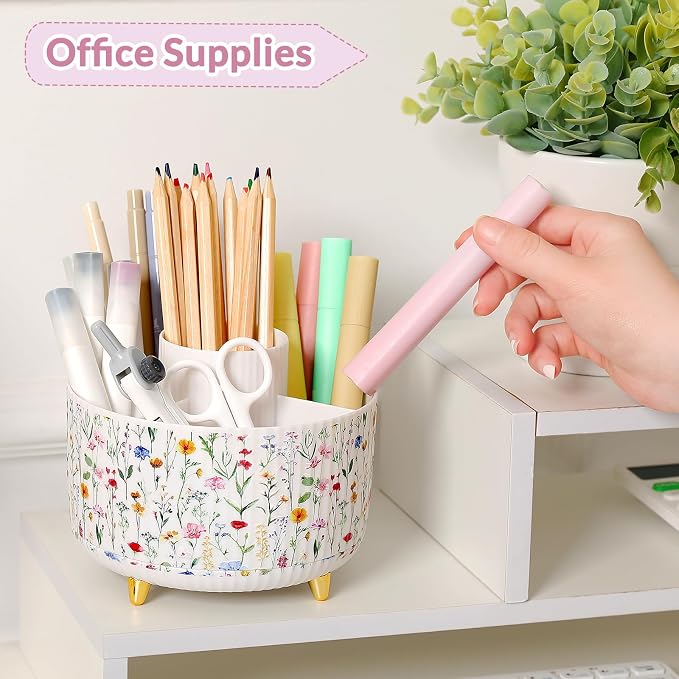 SKYDUE 360 Degree Rotating Desk Organizer, Dual-Purpose Pencil Pen Holder - Image 3