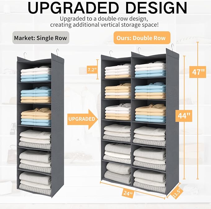 Dual-Row Hanging Closet Organizer – Foldable Clothes Storage Shelves - Image 2