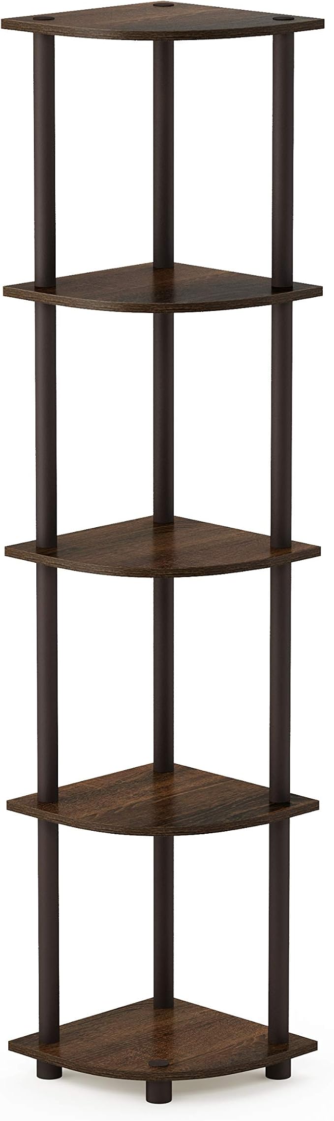 Furinno TURN-N-TUBE Corner Shelf, 5-Tier Corner Bookshelf, Open Storage Shelves - Image 7