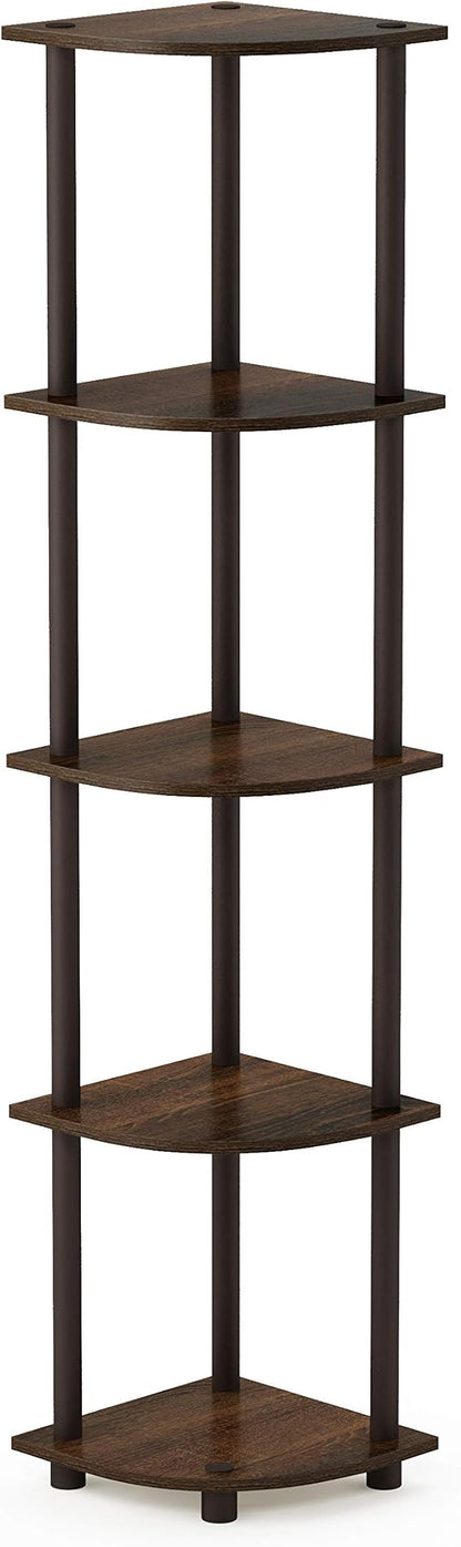 Furinno TURN-N-TUBE Corner Shelf, 5-Tier Corner Bookshelf, Open Storage Shelves - Image 7