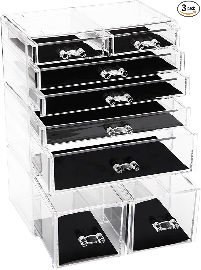 Sea Team 3-Layer Stackable Clear Makeup Organizer by SeaTeam