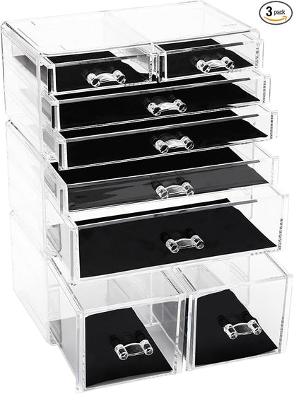 Sea Team 3-Layer Stackable Clear Makeup Organizer by SeaTeam