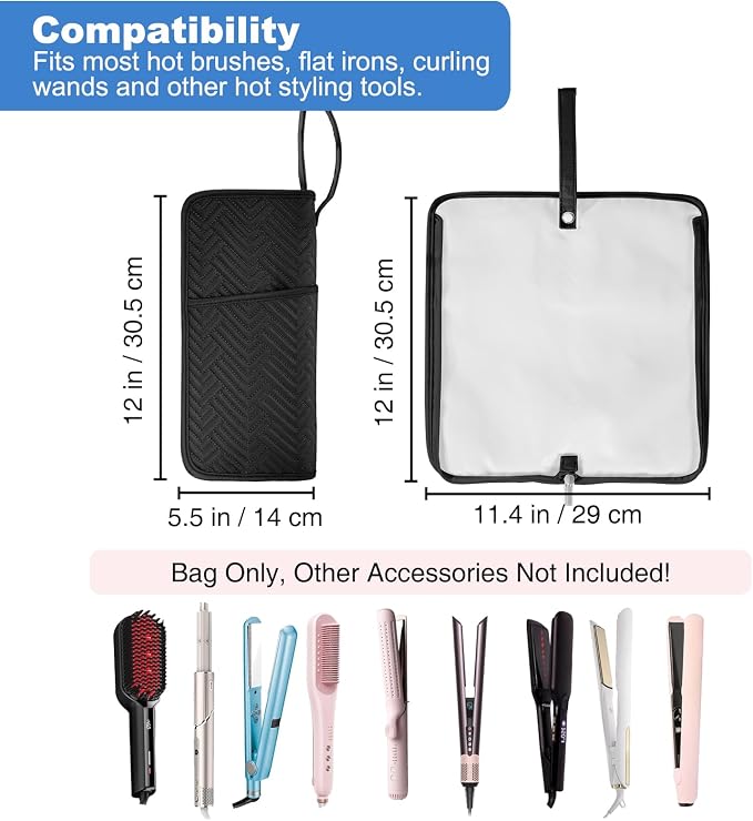 SITHON Hot Iron Holder & Mat, Heat Resistant Hair Tools Travel Bag Portable Hot - Image 4