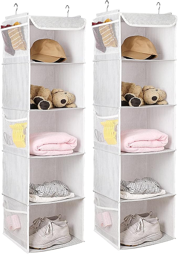 BrilliantJo 5 Shelves Hanging Closet Organizer, 2 Pack Hanging Storage - Image 7