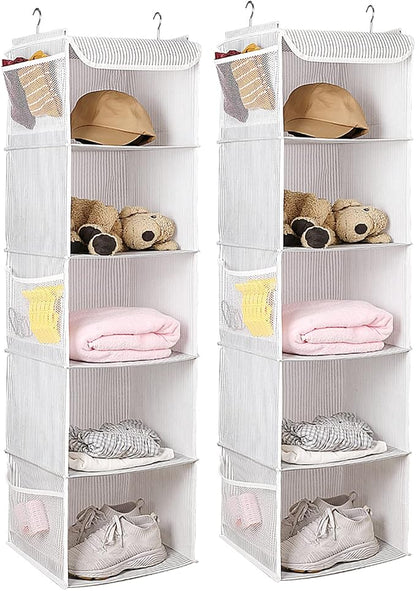 BrilliantJo 5 Shelves Hanging Closet Organizer, 2 Pack Hanging Storage - Image 7