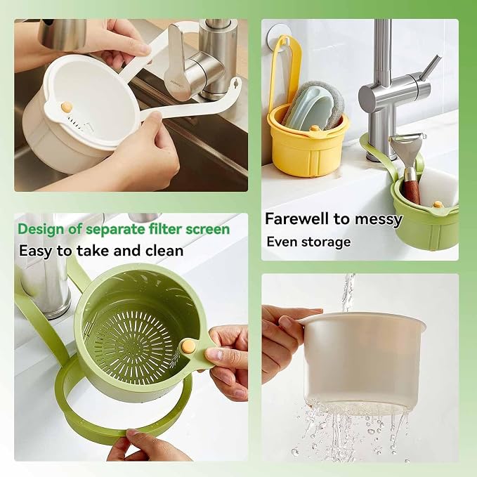 Hanging Sink Drain Basket for Kitchen, Sink Strainer Basket | Collapsible Design - Image 3