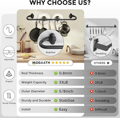 2Pack Hanging Pot Pan Rack, Heavy Duty 5/8'' Diameter Adjustable Kitchen - Image 3