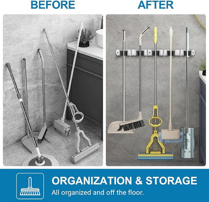 IMILLET 2 Pack Wall Mount Broom Holder Stainless Steel 5 Racks - Image 5