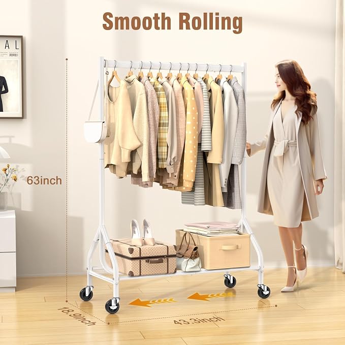 EAGMAK Heavy Duty Clothes Rack Load 420 LBS, Rolling Garment Rack - Image 5