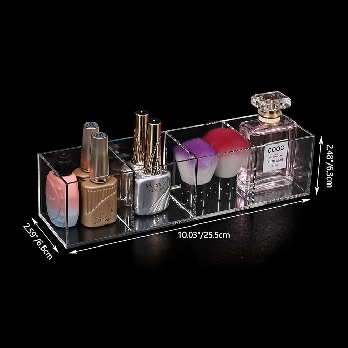 dedoot Acrylic Drawer Organizers 4-Section Clear Plastic Makeup Drawer - Image 2