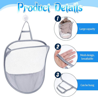 2 Pack Mesh Foldable Hanging Laundry Hamper, Small Wall Laundry Baskets - Image 3