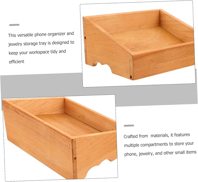 Levemolo Multi-functional Phone Organizer Jewelry Tray and Note Storage Rustic - Image 9