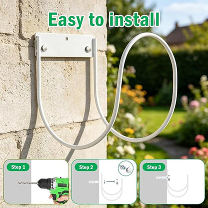 Hose Holder, Metal Water Hose Hanger, Wall Mounted Hose Rack and Hook - Image 3