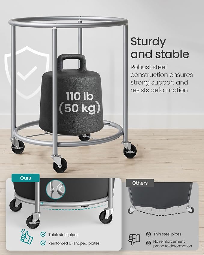 SONGMICS Laundry Basket, Rolling Steel Frame - Image 4