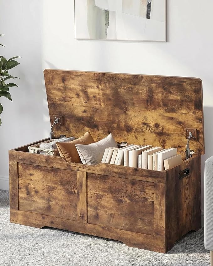 Timberer 39.4" Wooden Storage Chest, Extra Large Storage Trunk | Storage Bench - Image 2