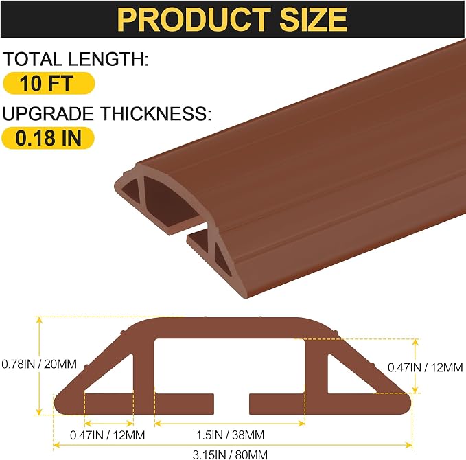 MYFAMIREA 10FT Floor Cord Cover Heavy Duty Cable Cover Protector 3 Channels - Image 2