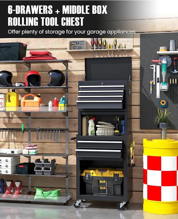 Goplus 6 Drawers Tool Chest, Rolling Metal Tool Box - Image 5