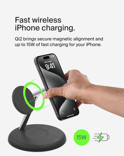 Belkin MagSafe-Compatible 3-in-1 Wireless Charger Stand 15W - Image 2