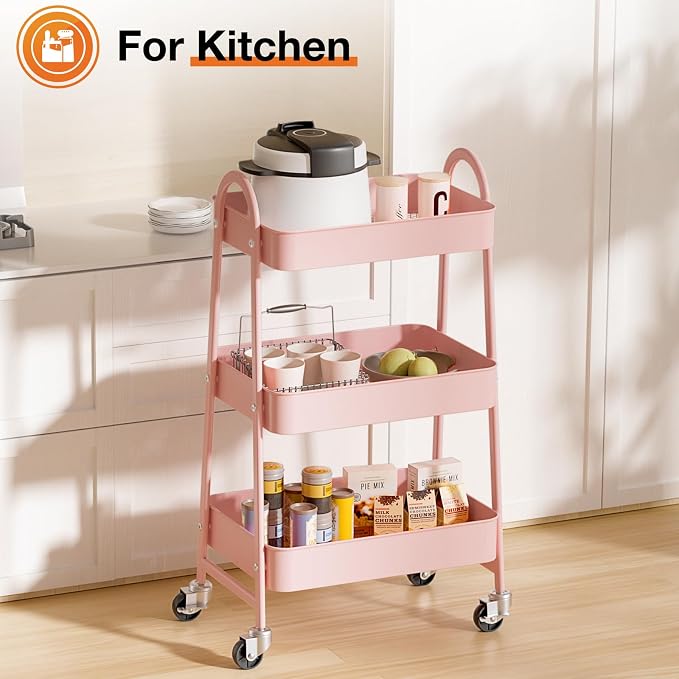 NEWBULIG 3-Tier Metal Rolling Cart - Image 6