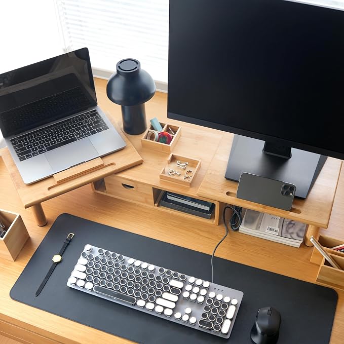 Dual Monitor Stand Riser with Drawer - Image 4
