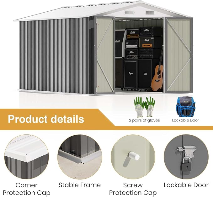 Patiowell 12 x 8 FT Outdoor Storage Shed, Large Metal Shed Storage - Image 5
