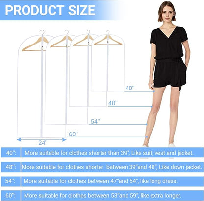 Garment Bags for Hanging Clothes 24'' x 60'' Coat Covers for Closet Foldable - Image 2