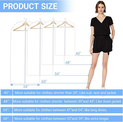 Garment Bags for Hanging Clothes 24'' x 40'' Coat Covers for Closet Foldable - Image 2