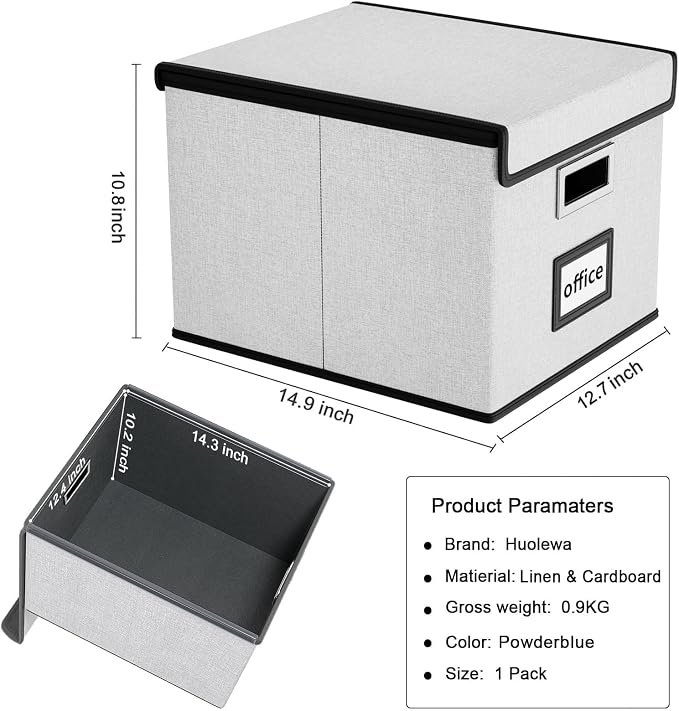 File Organizer Box with Lids, Collapsible File Folder Organizer | File Box with - Image 3