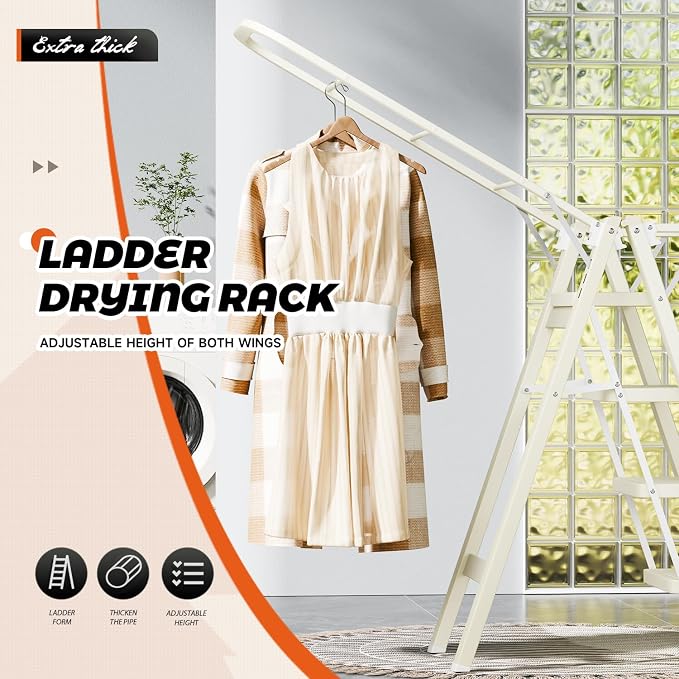 Multi-Functional 5 Step Ladder Used as Clothes Drying Rack, Sturdy Carbon Steel - Image 3