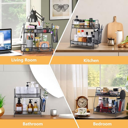 Bathroom Organizer with Basket, 2-Tier Bathroom Tray - Image 5