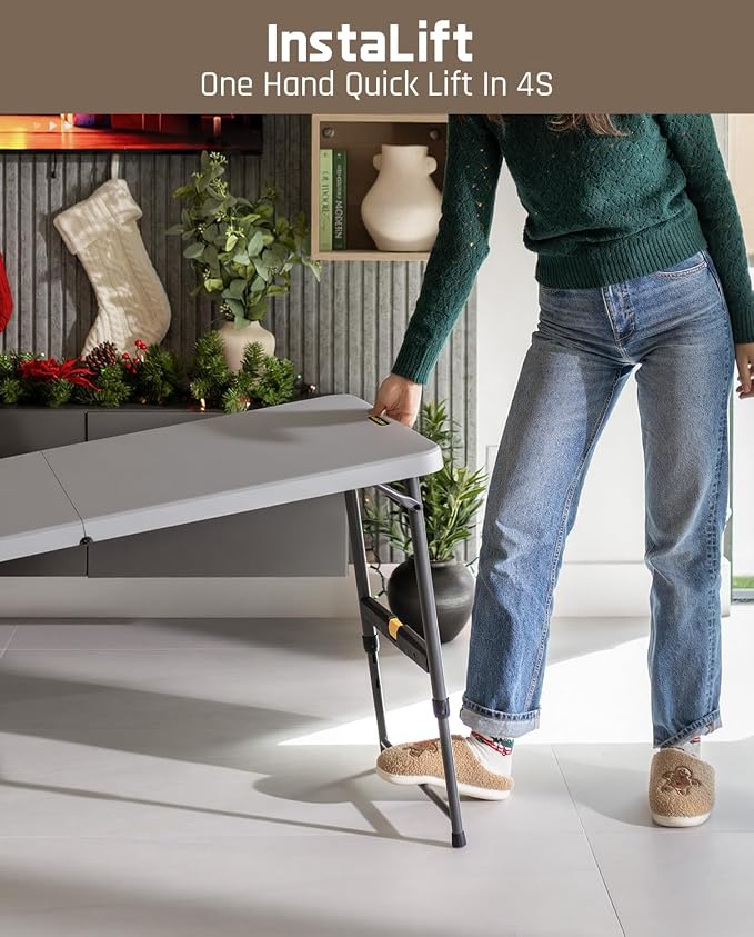 FanttikOutdoor 4ft Portable Folding Table, One-Handed Height Adjustment - Image 4