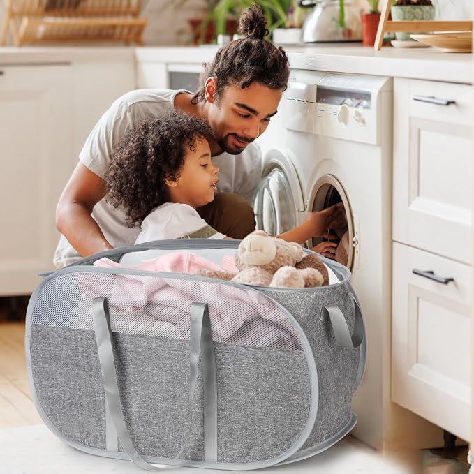 100L Collapsible Laundry Baskets, Tear Proof Pop Up Laundry Hamper - Image 2