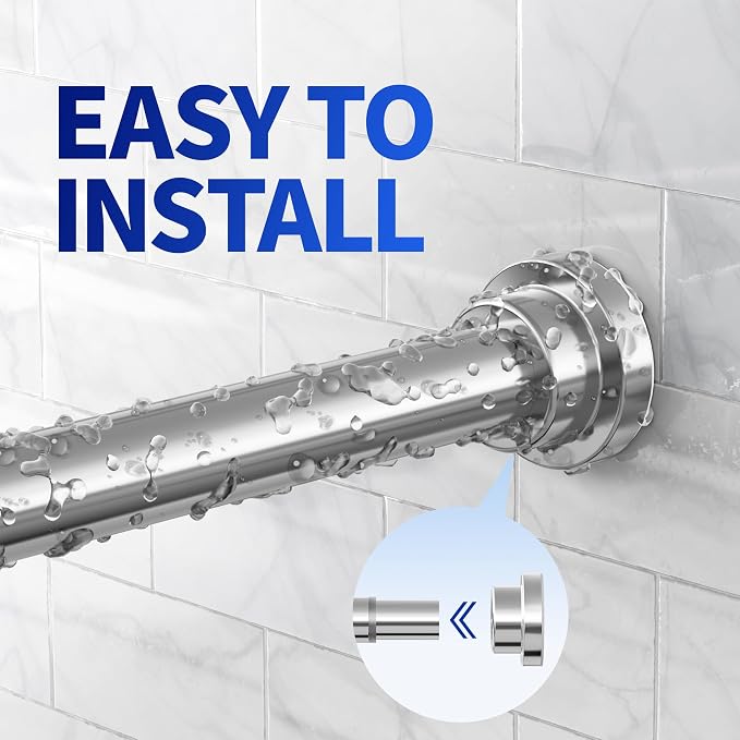 Mcrbeay Shower Curtain Rod, Non Slip Adjustable 28-102 inch No Drilling Shower - Image 4