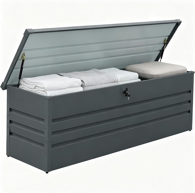 260 Gallon Waterproof Outdoor Storage Box, Extra Large Outside Metal Deck by FammyLoft