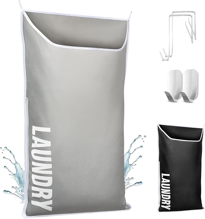 Hanging Laundry Hamper Bag XL 40x22", Space Saving over the Door Storage Bags by DONAQ