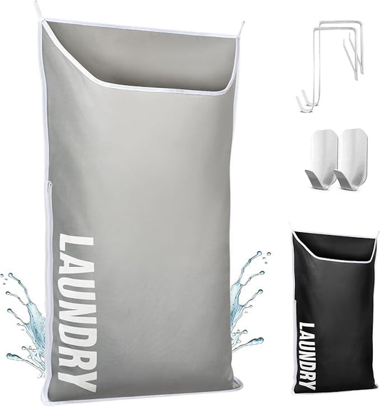 Hanging Laundry Hamper Bag XL 40x22", Space Saving over the Door Storage Bags by DONAQ