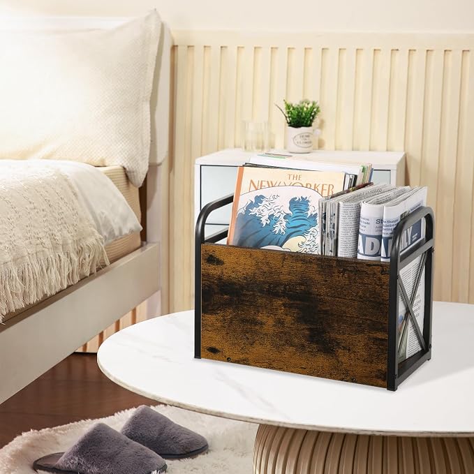 YINMIT Magazine Holder, Magazine Rack Floor, Magazine Storage Basket, Folder - Image 8