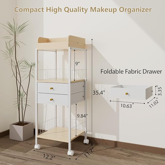 Makeup Organizer Cart Shelf Floor Skincare Organizers Make Up and Station - Image 5