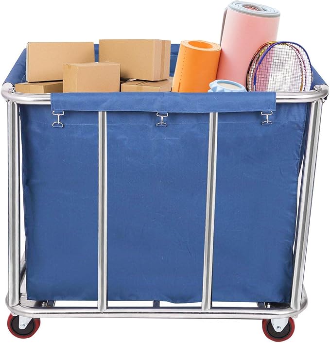 Laundry Cart Commercial/Home, 12 Bushels Heavy Duty Large Stainless Steel - Image 4